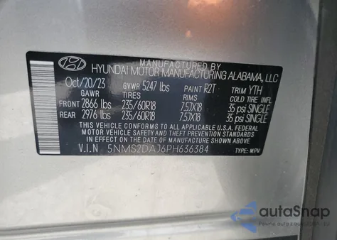 2023 Hyundai Santa Fe Sel from USA, damaged, VIN 5NMS2DAJ6PH636384